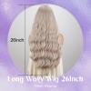 MERISIHAIR Long Ash Blonde Wig with Bangs Grey Blonde Wavy Curly Wigs Natural Looking Synthetic Heat Resistant Fiber Wig for Daily Cosplay Costume Party Chrismas Holiday Use view 4
