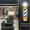 26.7" Barber Pole LED Light, Classic Style Hair Salon Barber Shop Open Sign, Spinning Gold White Black Stripe Light Sign,1.2M Line view 2