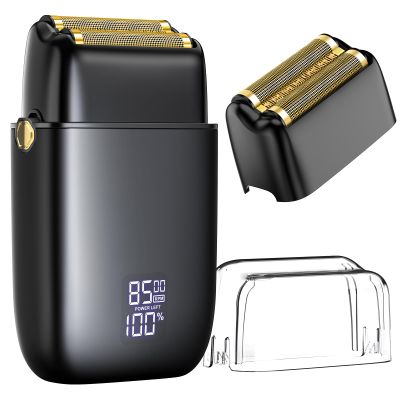 Electric Foil Shavers for Men: Close Shave Electric Razors with 3 Floating Blades, IPX7 Waterproof Wet Dry Face Razor with Big LED Display, Cordless Beard Trimmer with 3 Gears Adjustable (Black)