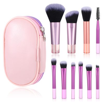 10 Pcs Travel Makeup Brush Set Mini Makeup Brushes Travel Size With Pack Portable Small Eyeshadow Eye Lipstick Foundation Brush Shadow Contour Blush Concealer