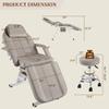 KIIUMI Tattoo Bed Chair for Client, Facial Lash Bed for Esthetician Chair with Swivel Stool, Adjustable Salon Spa Beauty Equipment w/Removable Armrests & Headrest, 2-Tray, Grey view 4