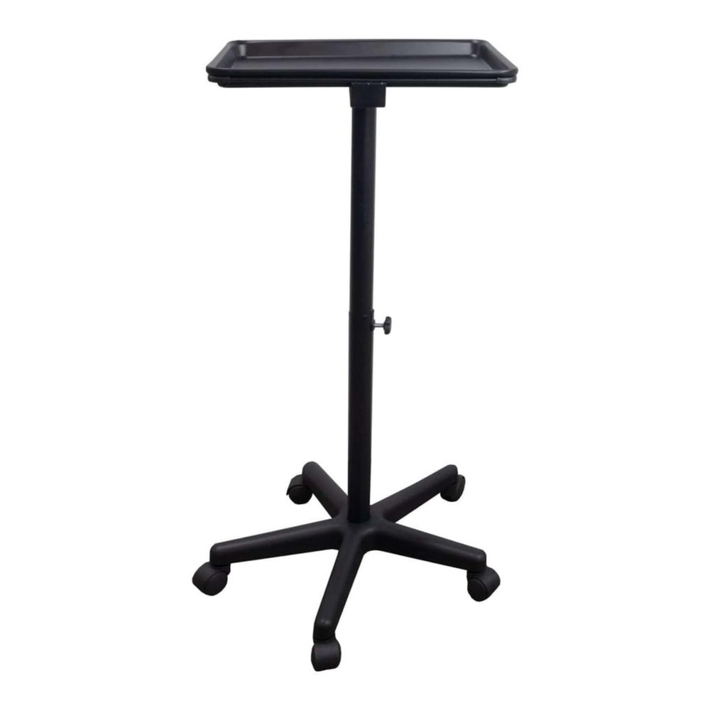 TATARTIST Salon Tray on Wheels Instrument Tattoo Tray Adjustable Service Rolling Tray Hairstylist Cart Tattoo Equipment (Black)