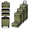 BYOOTIQUE Cosmetology Cases on Wheels Rolling Makeup Organizer Cart 3-Piece Professional Nail Tech Storage Kit for Nail Artist Barber Salon Hairstylist,Rococo Moss view 2