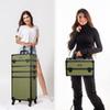 BYOOTIQUE Cosmetology Cases on Wheels Rolling Makeup Organizer Cart 3-Piece Professional Nail Tech Storage Kit for Nail Artist Barber Salon Hairstylist,Rococo Moss view 3