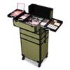 BYOOTIQUE Cosmetology Cases on Wheels Rolling Makeup Organizer Cart 3-Piece Professional Nail Tech Storage Kit for Nail Artist Barber Salon Hairstylist,Rococo Moss view 4