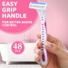 Leriton 48 Count Women's Disposable Razors Blades Bulk 3 Blade Razors for Women Disposable Head Razor Sensitive Skin Razor Comfortable Shave for Bathing Hotel Travel view 4