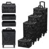 BYOOTIQUE Rolling Makeup Train Case on Wheels 3-Piece Cosmetology Organizer Kit Trolley Organizer Lockable Salon Hairstylist Traveling Cart bag for Nail Slon Esthetician,CTB Black view 1