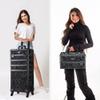 BYOOTIQUE Rolling Makeup Train Case on Wheels 3-Piece Cosmetology Organizer Kit Trolley Organizer Lockable Salon Hairstylist Traveling Cart bag for Nail Slon Esthetician,CTB Black view 3