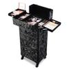BYOOTIQUE Rolling Makeup Train Case on Wheels 3-Piece Cosmetology Organizer Kit Trolley Organizer Lockable Salon Hairstylist Traveling Cart bag for Nail Slon Esthetician,CTB Black view 4