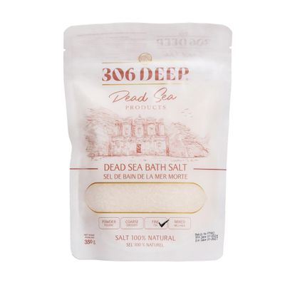 306 Deep Fine Dead Sea Salts for Soaking - 350 Grams of 1-2 mm 100% Dead Sea Salt Bath for Men and Women, Pure Bath Minerals with Magnesium, Zinc, Potassium for Soaks and Body Scrub