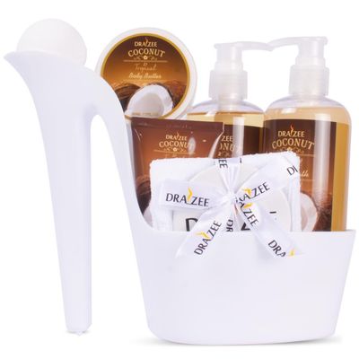 Luxury Spa Gifts for Women  8 Pc Coconut Scented Bath and Body Set with Bubble Bath, Lotion & More  Luxury Self Care Kit for Wife, Mom, Best Friend, Girlfriend, Anniversary Gift by Draizee