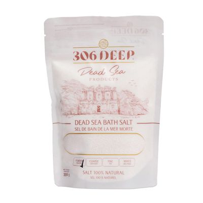 306 Deep Powder Dead Sea Salts for Soaking - 350 Grams of 0-1 mm 100% Dead Sea Salt Bath for Men and Women, Pure Bath Minerals with Magnesium, Zinc, Potassium for Soaks and Body Scrub