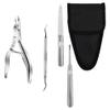 FOMIYES 4pcs Nail Grooming Kit Leather Case Professional Nail Clippers Cuticle Nippers and Dual- Tools for Manicure and Pedicure Salon view 1