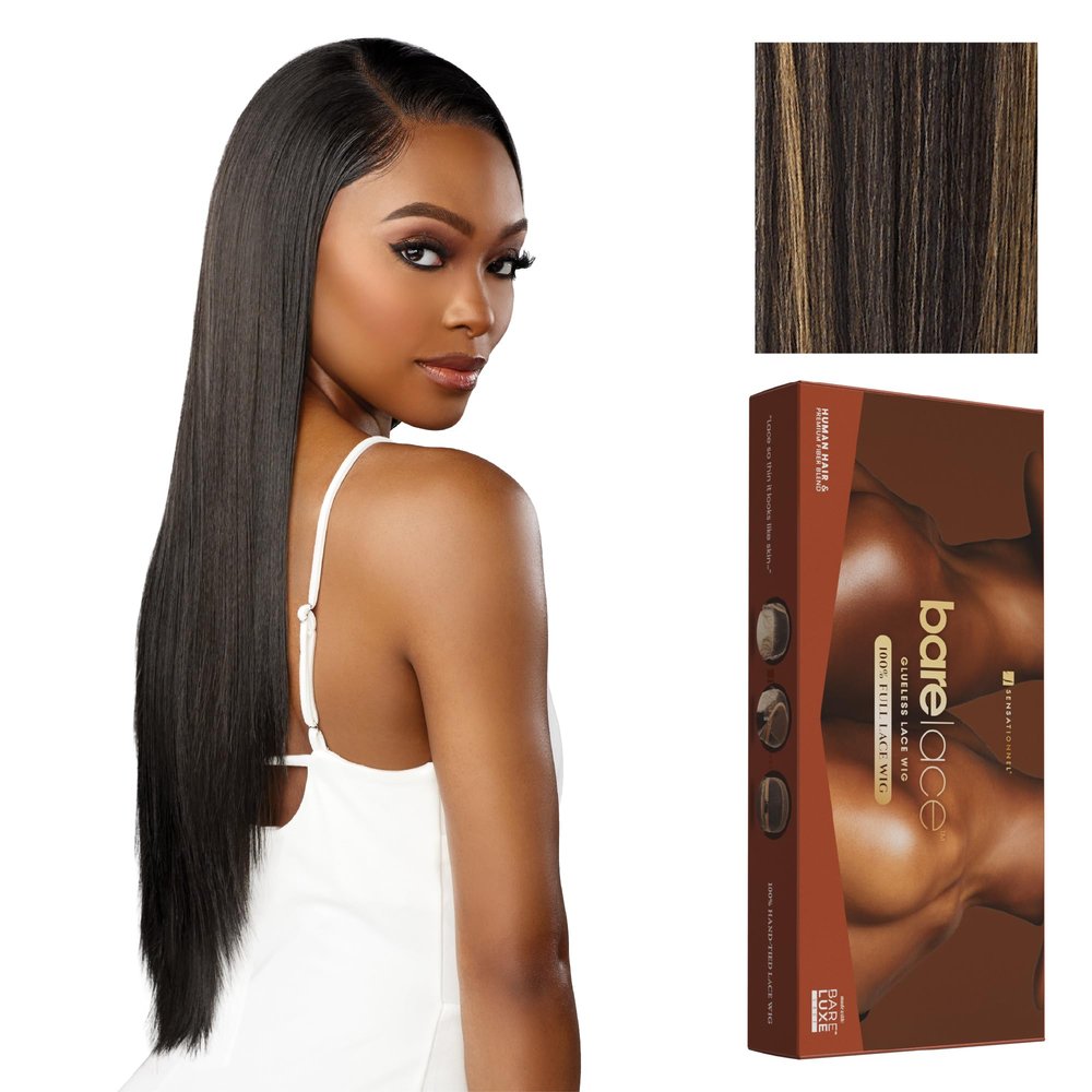 Sensationnel Bare Lace Fulllace Wig - Unit 1 Human Hair Blend All Lacefrontal Glueless Synthetic 180 Degree Preplucked Hairline (BALAYAGEGOLD)