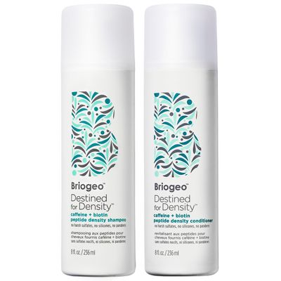 Briogeo Destined For Density Caffeine + Biotin Peptide Density Shampoo and Conditioner Set, Increases Hair Thickness and Volume for Fine or Thinning Hair, Vegan, Cruelty-Free, 2 x 8 fl oz