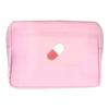 BLOC Bags Travel Makeup Bag, Cosmetic Bags for Women, Large Cute Toiletry Bag, XL Make up Bag, Medium Beauty Bag with Chenille Patch, Inside Zipper Pouch and Mesh Pockets (Pill, Baby Pink) view 1