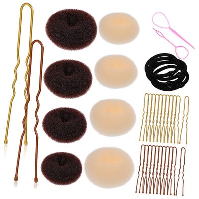 BIUDECO Elegant Bun Making Kit Donut u Clips Hair Holders Women Hair Styling Tools Bun Maker Accessories for Women