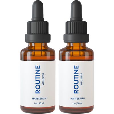 Routine Wellness Hair Treatment Serum for Thinning Hair - Plant-Based Rosemary, Tea Tree & Argan Oils Blend for Strength, Shine & Softer Hair - Clean Ingredients, All Hair Types - 30ml (Pack of 2)