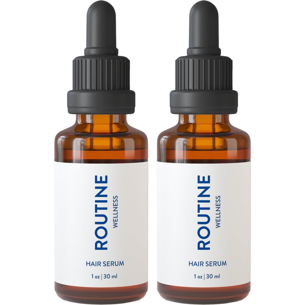 Routine Wellness Hair Treatment Serum for Thinning Hair - Plant-Based Rosemary, Tea Tree & Argan Oils Blend for Strength, Shine & Softer Hair - Clean Ingredients, All Hair Types - 30ml (Pack of 2)