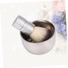 IWOWHERO Beard Brush Bowl Set Shaving Soap Bowl Alloy Handle Food Grade Stainless Steel for Gentle Shaving Experience view 3