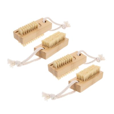 BIUDECO 4pcs Portable Nail Brush and Jute Nail Cleaning Brushes for Fingernails and Toenails Gentle Scrubbing Tools for Manicure and