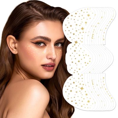 10 PCS Gold Glitter Freckles Face Tattoo Sparkles Makeup Patches Stickers for Women Girls Fairy Rave Festival Trinkets Accessories