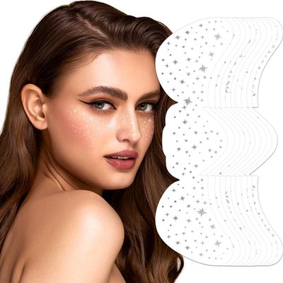 10 PCS Glitter Freckles Face Tattoo Sparkles Makeup Patches Stickers for Women Girls Fairy Accessories Rave Festival Trinkets Accessories