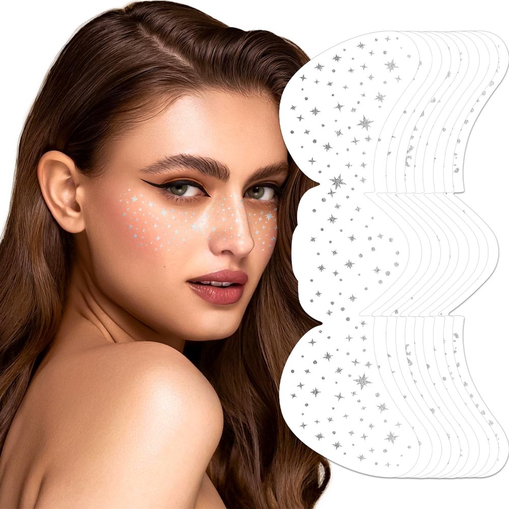 10 PCS Glitter Freckles Face Tattoo Sparkles Makeup Patches Stickers for Women Girls Fairy Accessories Rave Festival Trinkets Accessories