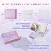 BOROLA 3-in-1 Oil Blotting Paper Set for Face 100 Sheets Oil Absorbing Sheets with Portable Mirror & Adhesive Makeup Puff, Blotting Papers for Oily Skin, Design for Men & Women(Purple) view 2