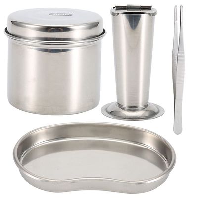 Nutriess Stainless Steel Ink Kit with ion Plate and Tweezer (Small size - sterilization tray + jar + bucket)
