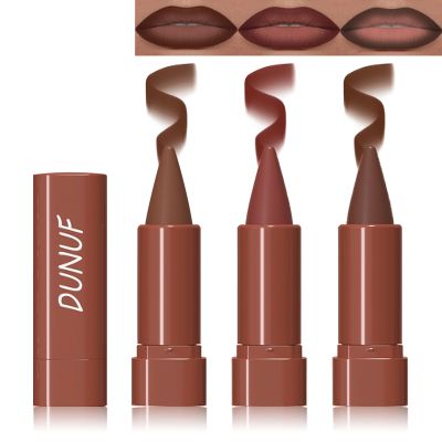 2 in 1 Gradient Lip Liner Lipstick Combo Set,3 Colors Matte Lipstick Nude Dark Brown Red Lip Crayon Lipliner Pencil,High Pigmented Long Lasting Women Liogloss Makeup for Gradual Ombre Effect,01+03+05