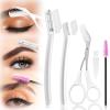 Tokusatsu 5 in 1 Eyebrow Trimming & Shaping Kit with Scissors, Razor, Spoolie & Cleaning Brush - Men/Women - White view 1