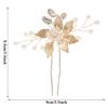 2 PCS Gold Bride Wedding Headpiece,Crystal Pearl Hair Pins Accessories,Vintage Golden Leaf Hairpin,Bridal Hair Clips for Women and Girls (Gold) view 2
