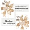 2 PCS Gold Bride Wedding Headpiece,Crystal Pearl Hair Pins Accessories,Vintage Golden Leaf Hairpin,Bridal Hair Clips for Women and Girls (Gold) view 3