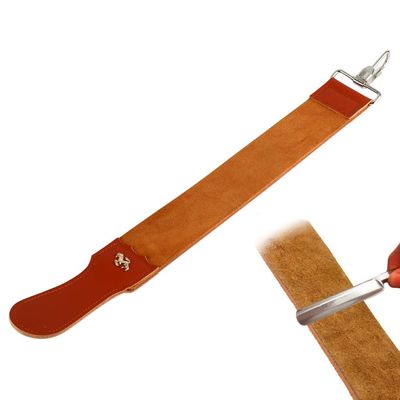 CYSFETENA Leather Razor Strop, 22"x 2.5" Double Sided Leather Sharpening Strap with Hanging Hook for Straight Razor & Knife Sharpening
