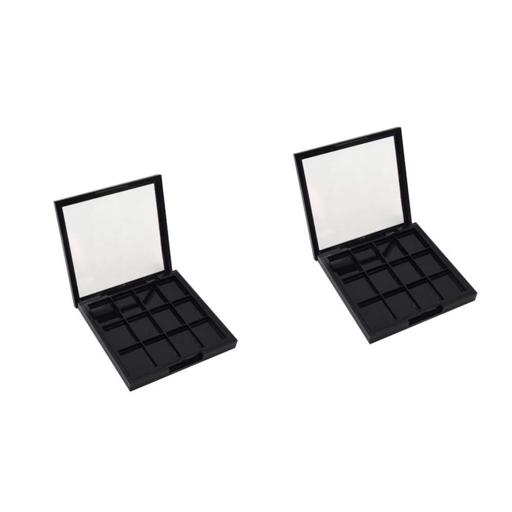 BIUDECO 2 Pcs 12 Empty Eyeshadow Palette 12 Grids Storage Box Magnetic Eye Shadow Palette for Women