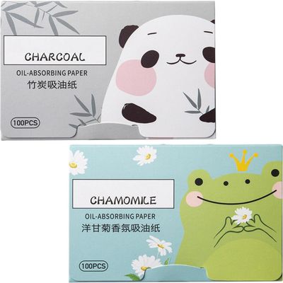200 Sheets Oil Absorbing Sheets for Face, Makeup Blotting Paper Oil Blotting Sheets, Oil Blotting Sheets for Face Soft Oil Unisex Blotting Papers for Oily Care (Bamboo charcoal+Chamomile)