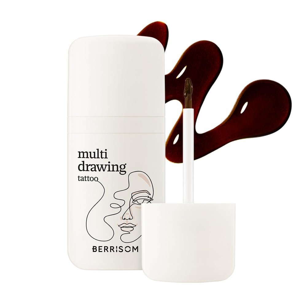 BERRISOM Multi Drawing Tattoo 6g - Long-Lasting Peel-Off Tint for Eyebrows, Contour, Hairline, and Lips, Natural Brown Shade