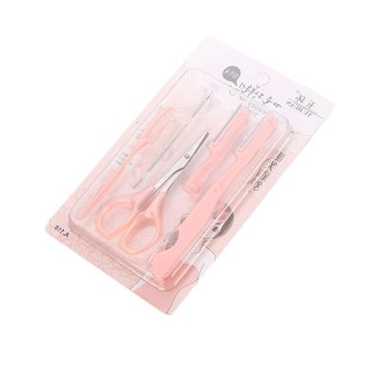 BIUDECO 5pcs Stainless Steel Eyebrow Razor Set Women Makeup Shaper Kit Facial Hair Remover Trimmer for Use Extended Cross Section