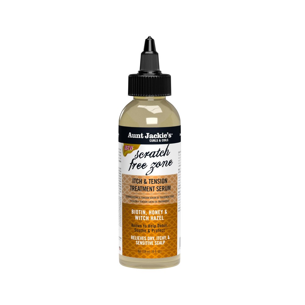 Aunt Jackie's Braid + Twist Collection Scratch Free Zone Itch & Tension Treatment Serum  Relieve Dry, Itchy Scalp with Witch Hazel, Biotin, and Honey  4 fl oz