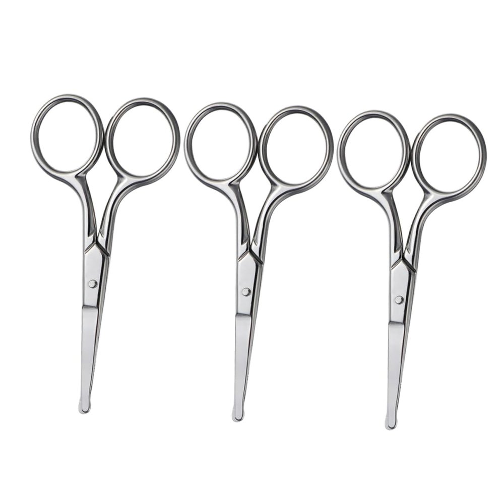 BIUDECO 3pcs Professional Eyebrow Scissors Stainless Steel Nose Hair Cutting Tool Safety Vibrissa Scissors Precision Nose Hair Eyebrow Trimmer