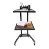Stainless Steel Salon Tray On Wheels, Multifunctional 2-Tray Utility Metal Cart on Wheels Folding Beauty Salon SPA Trolley for Salons, Spas and Barbershops Tattoo Medical Dental(Black) view 1