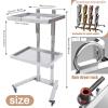 Stainless Steel Salon Tray On Wheels, Multifunctional 2-Tray Utility Metal Cart on Wheels Folding Beauty Salon SPA Trolley for Salons, Spas and Barbershops Tattoo Medical Dental(Black) view 3