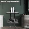 Stainless Steel Salon Tray On Wheels, Multifunctional 2-Tray Utility Metal Cart on Wheels Folding Beauty Salon SPA Trolley for Salons, Spas and Barbershops Tattoo Medical Dental(Black) view 4