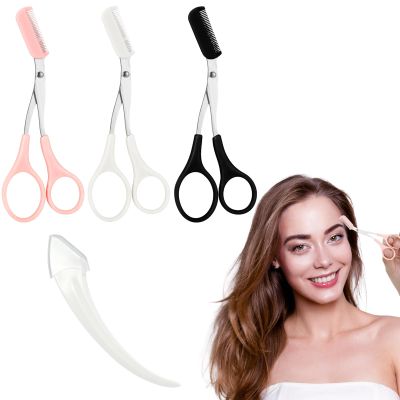 3 Pcs Eyebrow Trimmer Scissor, 2 in 1 Eyebrow Scissors with Comb, Non-Slip Stainless Steel Eyebrow Trimming Scissors Upgrade Eyebrow Cutter Eyebrow Scissors Makeup Tool for Women Men