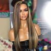 Brazilian Straight Remy Hair Glueless Wigs Highlight 1b/27 Color Human Hair Wig 13x6 HD Transparent Lace Front Wig Honey Blonde Human Hair Wigs 150% Density Natural Hairline 22inch view 2