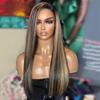 Brazilian Straight Remy Hair Glueless Wigs Highlight 1b/27 Color Human Hair Wig 13x6 HD Transparent Lace Front Wig Honey Blonde Human Hair Wigs 150% Density Natural Hairline 22inch view 4