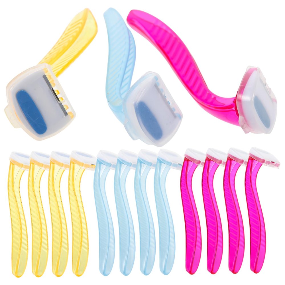 IWOWHERO 15pcs Manual Body Hair Trimmers Portable Hair Razor for Women Precision Shaver for Body and Bikini Area for Travel Red Yellow Light Blue Colors