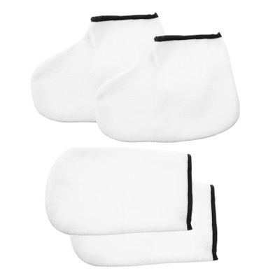 BIUDECO 6pairs Moisturizing Hand and Paraffin Wax Insulated Gloves and Booties for Dry for Wax Treatments and Home Care Sessions Reusable and Washable Design