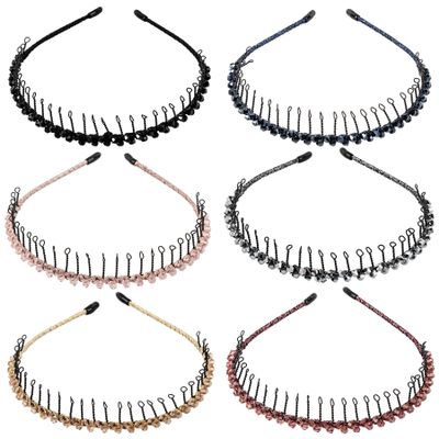 Framendino, 6 Pack Metal Head Bands Crystal Headband Teeth Comb Hairbands Hair Hoop Rhinestone for Women Accessories